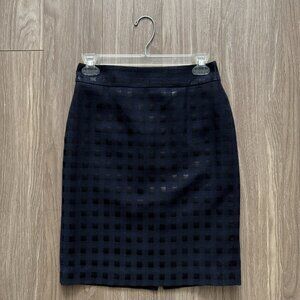 NWOT Banana Republic Navy Blue Checkered/Plaid Lined Pencil Skirt, Size 00P